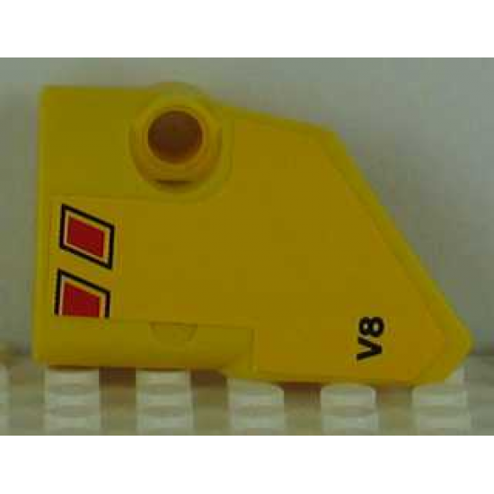 Technic, Panel Fairing # 1 Small Smooth Short, Side A with 'V8' and black and Red Vent Openings Pattern (Sticker) - Set 8109