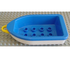 Duplo, Boat with Tow Loop Yellow, White Bottom and 2 x 4 Studs Inside