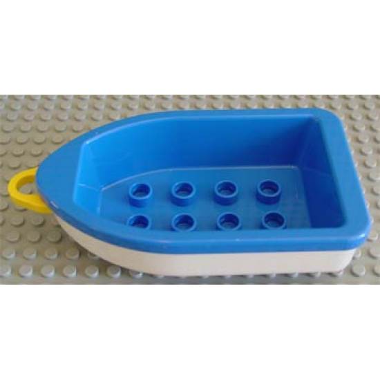 Duplo, Boat with Tow Loop Yellow, White Bottom and 2 x 4 Studs Inside