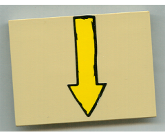 Slope 10 6 x 8 with Yellow Arrow Pointing Down (towards edge of slope) Pattern (Sticker) - Set 4982