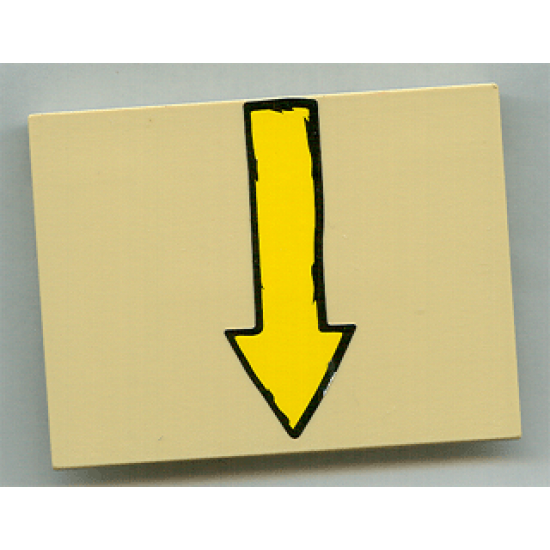 Slope 10 6 x 8 with Yellow Arrow Pointing Down (towards edge of slope) Pattern (Sticker) - Set 4982