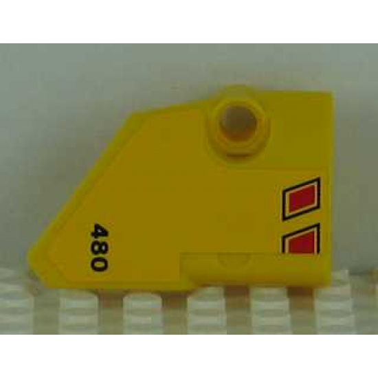 Technic, Panel Fairing # 2 Small Smooth Short, Side B with '480' and Black and Red Vent Openings Pattern (Sticker) - Set 8109