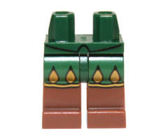 Hips and Reddish Brown Legs with Dark Green Pants with Gold Trim Pattern