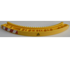 Technic, Gear Rack 11 x 11 Curved with Crushing Hazard Danger Sign and Red and White Danger Stripes Pattern Model Left Side (Stickers) - Set 42055