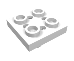 Plate, Modified 2 x 2 with Pin on Bottom, Small Holes in Plate and Locking Fingers on Underside
