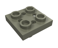 Plate, Modified 2 x 2 with Pin on Bottom, Small Holes in Plate and Locking Fingers on Underside