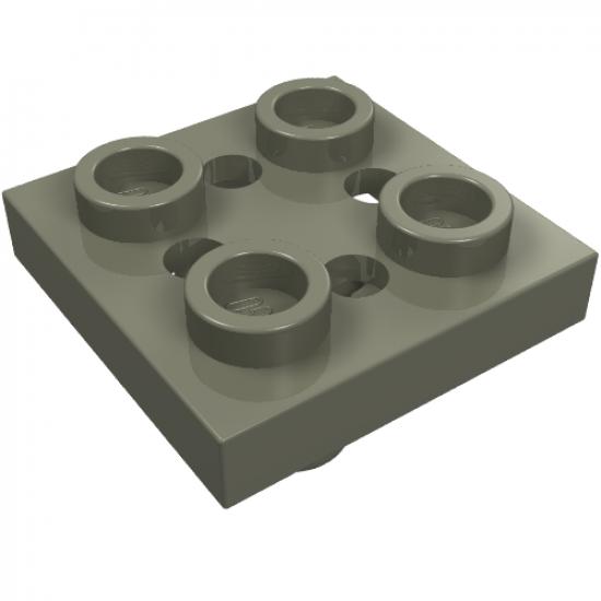 Plate, Modified 2 x 2 with Pin on Bottom, Small Holes in Plate and Locking Fingers on Underside