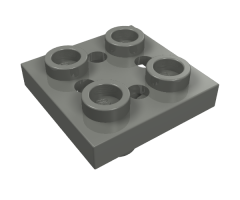 Plate, Modified 2 x 2 with Pin on Bottom, Small Holes in Plate and Locking Fingers on Underside