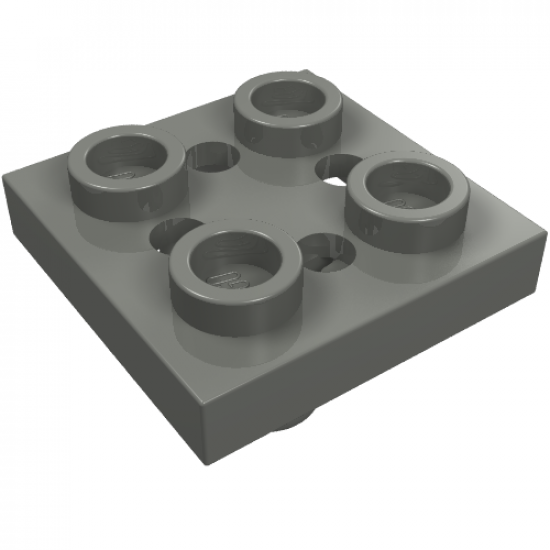 Plate, Modified 2 x 2 with Pin on Bottom, Small Holes in Plate and Locking Fingers on Underside