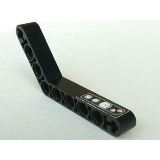 Technic, Liftarm 1 x 9 Bent (6 - 4) Thick with Light Gray Border, Buttons and Gauges Pattern (Sticker) - Set 8226