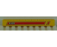 Technic, Liftarm 1 x 9 Thick with Red and Black Stripes and '8109' on Left Pattern (Sticker) - Set 8109