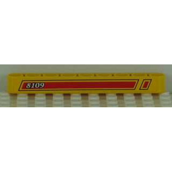 Technic, Liftarm 1 x 9 Thick with Red and Black Stripes and '8109' on Left Pattern (Sticker) - Set 8109