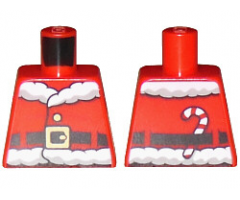 Torso Santa Jacket with Fur, Black Belt, Button and Candy Cane Pattern
