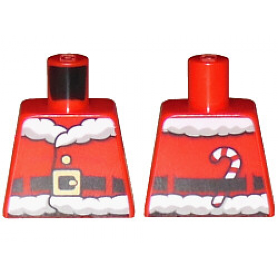 Torso Santa Jacket with Fur, Black Belt, Button and Candy Cane Pattern