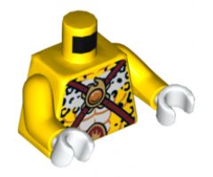 Torso Black Leopard Spots, Dark Red Straps and Orange Round Jewel (Fire Chi) Pattern / Yellow Arms / White Hands