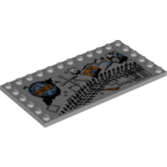 Tile, Modified 6 x 12 with Studs on Edges with 'CANNED OIL' Tin, Tire Tread, Tools, Nuts and Bolts Pattern
