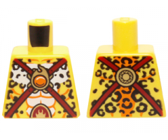 Torso Black Leopard Spots, Dark Red Straps and Orange Round Jewel (Fire Chi) Pattern