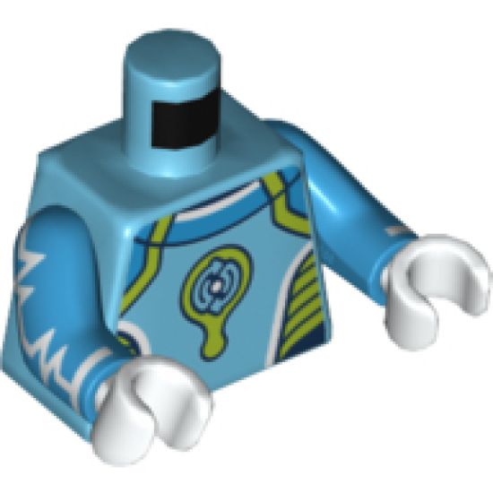 Torso Lime Trim and Dark Azure Double Circular Arrows Logo Pattern / Dark Azure Arms with White Zigzag Pattern / White Hands