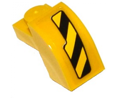 Slope, Curved 2 x 1 x 1 1/3 with Recessed Stud with Black and Yellow Danger Stripes Pattern Model Right Side (Sticker) – Set 76020