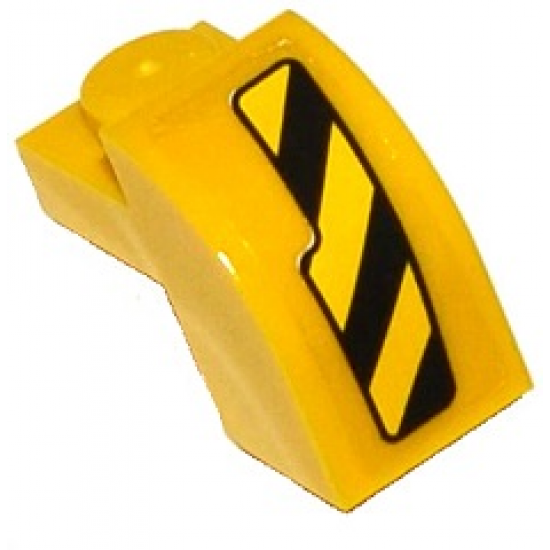 Slope, Curved 2 x 1 x 1 1/3 with Recessed Stud with Black and Yellow Danger Stripes Pattern Model Right Side (Sticker) – Set 76020