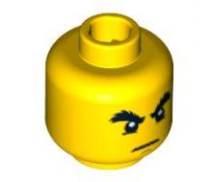 Minifigure, Head Male Raised Bushy Eyebrows, White Pupils, Chin Dimple Pattern - Blocked Open Stud