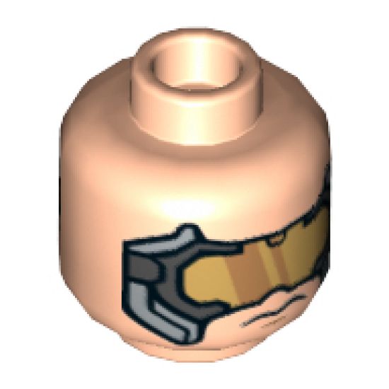 Minifigure, Head Glasses with Gold, Dark Bluish Gray and Silver Goggles Pattern (Hydra Henchman) - Hollow Stud