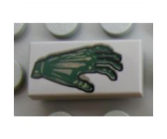 Tile 1 x 2 with Spooky Green Hand Pattern