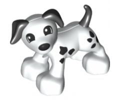 Duplo, Animal Dog with Black Ears and Tail and Spots Pattern, Eyes Top Semicircular