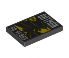 Tile 2 x 3 with Batman DC 80 Years Pattern