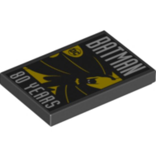 Tile 2 x 3 with Batman DC 80 Years Pattern