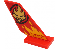 Tail Shuttle with Gold Lion Head in Black Circle and Yellow Flames on Red Background Pattern Model Right Side (Sticker) - Set 71704