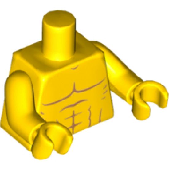 Torso Bare Chest with Muscles Outline, No Clavicles Pattern / Yellow Arms / Yellow Hands