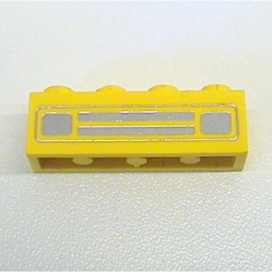Brick 1 x 4 with Car Grille Chrome Pattern (Embossed Print)