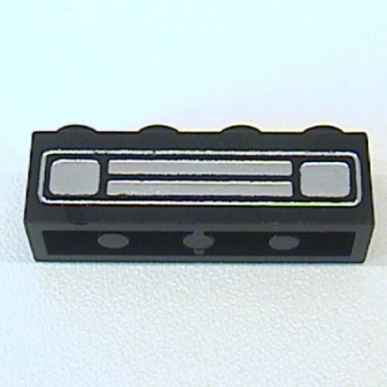 Brick 1 x 4 with Car Grille Chrome Pattern (Embossed Print)