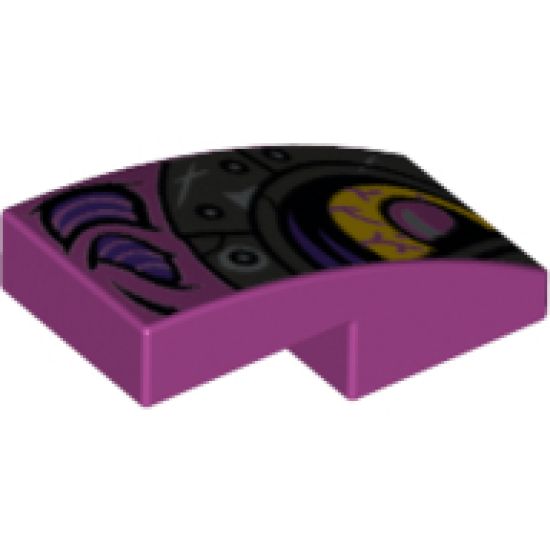 Slope, Curved 2 x 1 with Magenta and Silver Dragon Eye Pattern Model Left Side