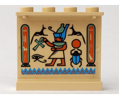Panel 1 x 4 x 3 with Egyptian Pattern 1 on Inside - Scarab on Right (Sticker) - Set 5938
