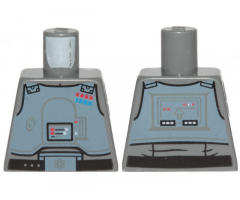 Torso Sand Blue Armor Breastplate, Gray Lines with Blue and Red General Insignia Pattern (SW General Veers)