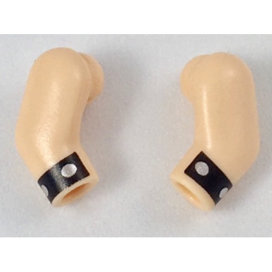 Arm, (Matching Left and Right) Pair with Black Cuffs with Silver Dots Pattern