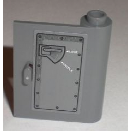 Door 1 x 3 x 3 Right - Open Between Top and Bottom Hinge with 'LOCK' and 'UNLOCK' Handle Pattern (Sticker) - Set 8211