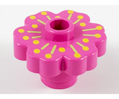 Plant Flower 2 x 2 Rounded - Open Stud with Medium Green Radiating Lines and Medium Orange Dots (Pistil) Pattern