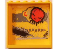 Panel 1 x 6 x 5 with Black Graffiti Tag, Red Skull and Large Black Damage Pattern (Sticker) - Set 5972