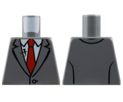 Torso Suit Jacket Buttoned with Red Tie and Lapel Mic Pattern