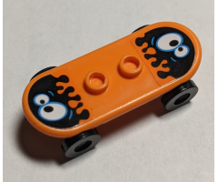 Minifigure, Utensil Skateboard with Trolley Wheel Holders with Oil Blobs with Eyes Pattern (Stickers) and Black Trolley Wheels (42511pb27 / 2496)
