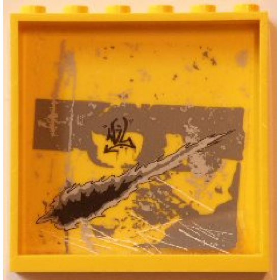 Panel 1 x 6 x 5 with Black Graffiti Tag and Black Damage Pattern (Sticker) - Set 5972