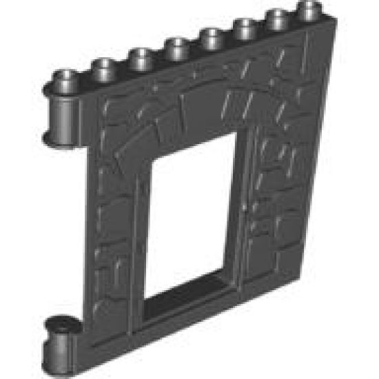 Duplo, Building Wall 1 x 8 x 6 Hinge on Left with Door Opening - Castle