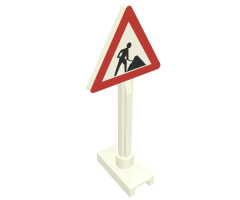 Road Sign Triangle with Worker and 1 Pile Pattern