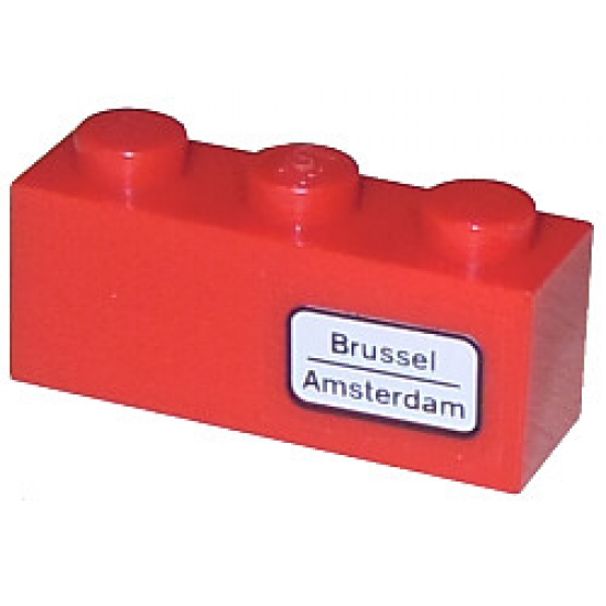 Brick 1 x 3 with 'Brussel - Amsterdam' Pattern on Right (Sticker) - Set 7745