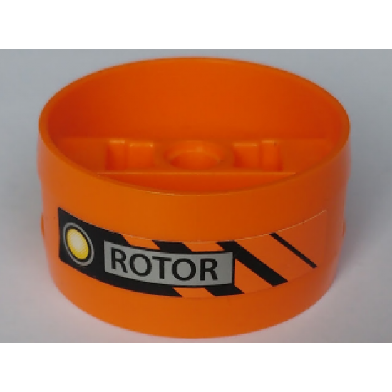 Cylinder 4 x 4 x 1 2/3 with Pin Holes and Center Bar with 'ROTOR' Pattern (Sticker) - Set 8969