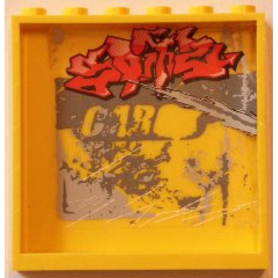 Panel 1 x 6 x 5 with Red Graffiti Pattern (Sticker) - Set 5972