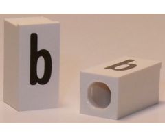 Tile, Modified 1 x 2 x 5/6 with Stud Hole in End and Black 'b' Lower Case Pattern